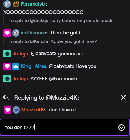 reply on Twitch